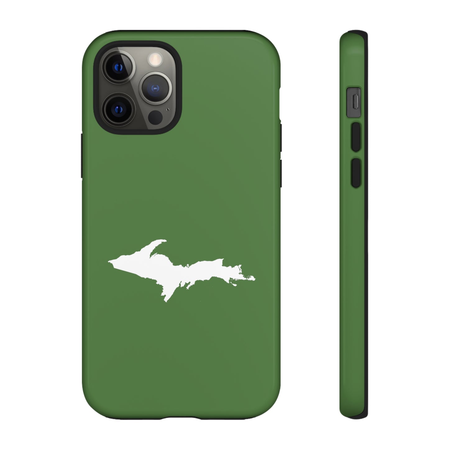 Michigan Upper Peninsula Tough Phone Case (Pine Green w/ UP Outline) | Apple iPhone