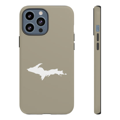 Michigan Upper Peninsula Tough Phone Case (Petoskey Stone Beige w/ UP Outline) | Apple iPhone