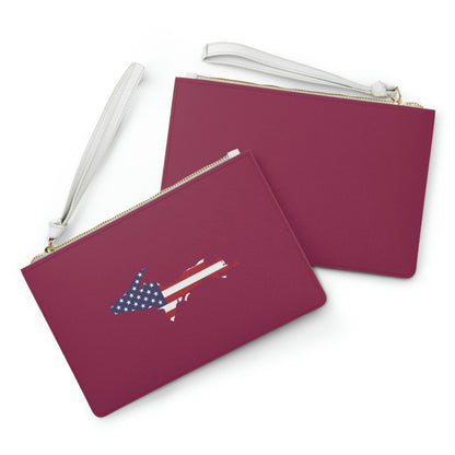 Michigan Upper Peninsula Clutch Bag (Ruby Red w/UP USA Flag Outline)