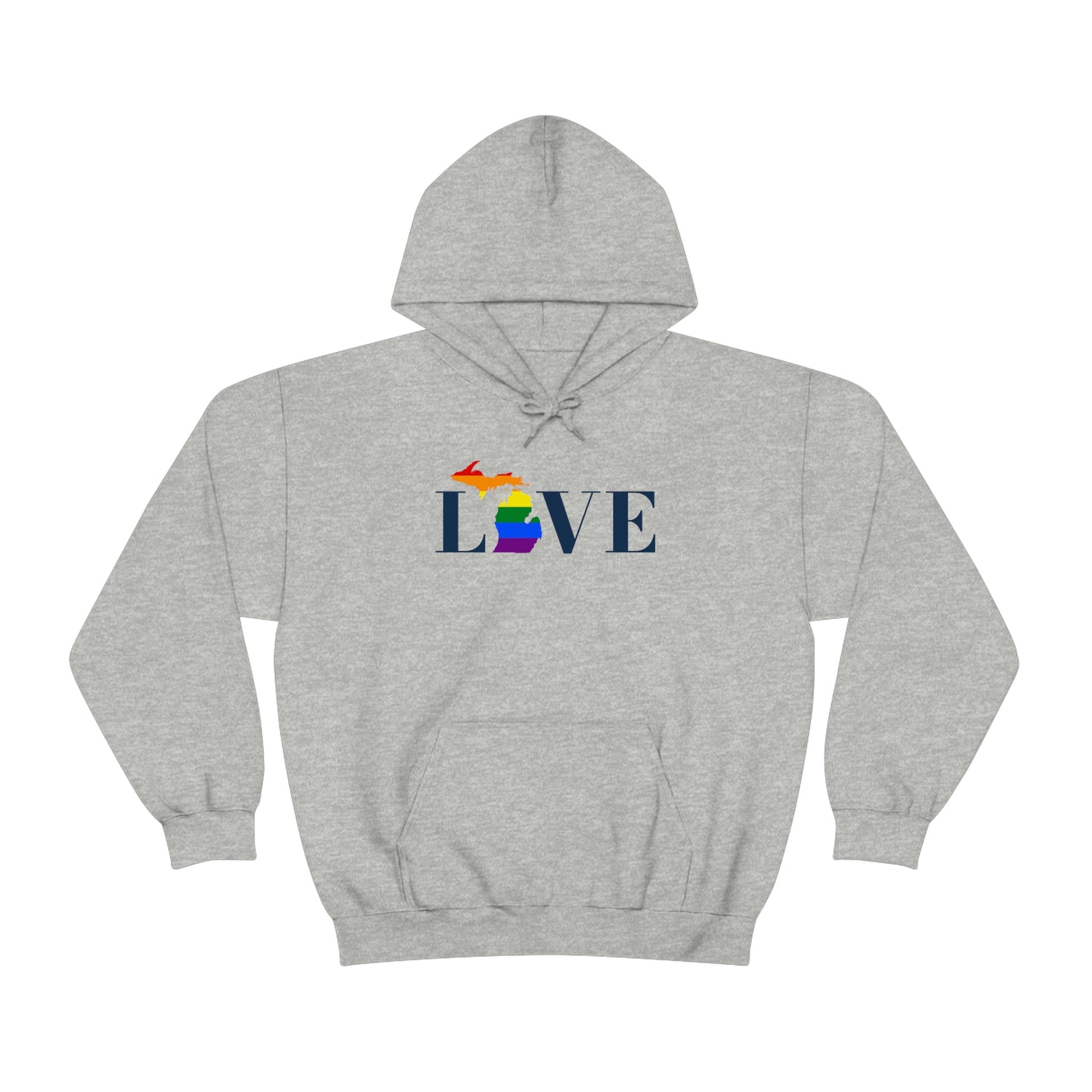 Michigan 'Love' Hoodie (w/LGBTQ Pride Colors) | Unisex Standard