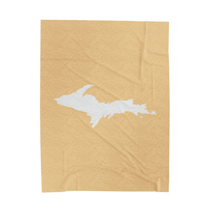 Michigan Upper Peninsula Plush Blanket (w/ UP Outline) | Maple Color