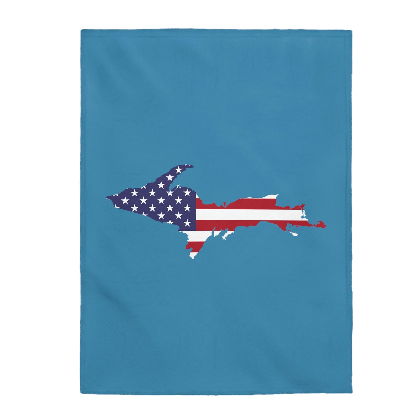 Michigan Upper Peninsula Plush Blanket (w/ UP USA Flag Outline) | Lake Michigan Blue