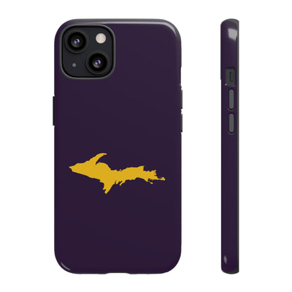 Michigan Upper Peninsula Tough Phone Case (Blackcurrant w/ Gold UP Outline) | Apple iPhone