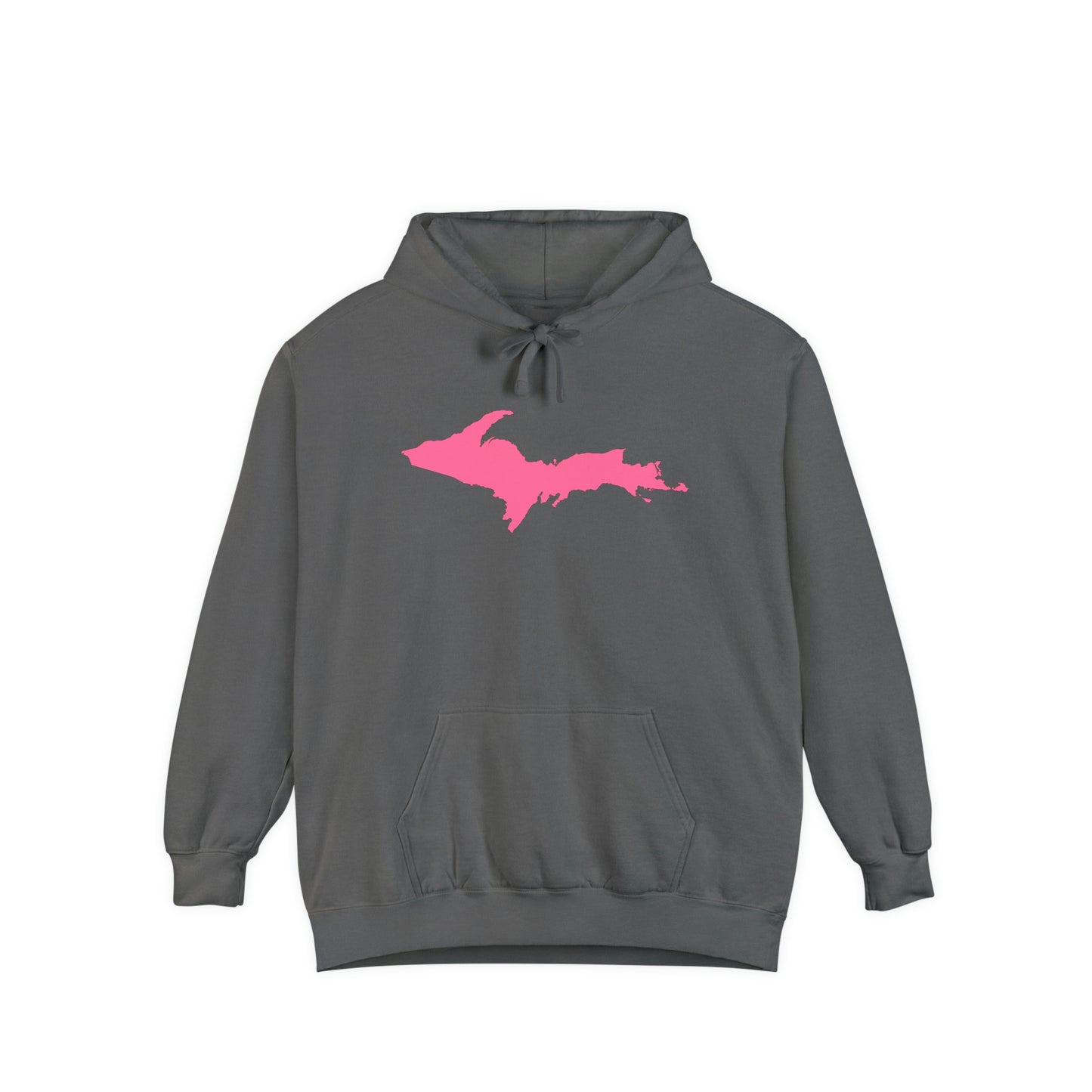 Michigan Upper Peninsula Hoodie (w/ Pink UP Outline) | Unisex Garment-Dyed