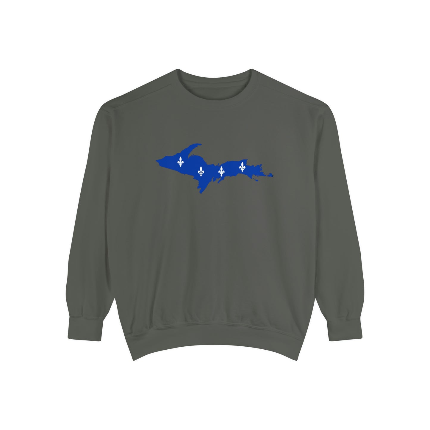 Michigan Upper Peninsula Sweatshirt (w/ UP Quebec Flag Outline) | Unisex Garment Dyed