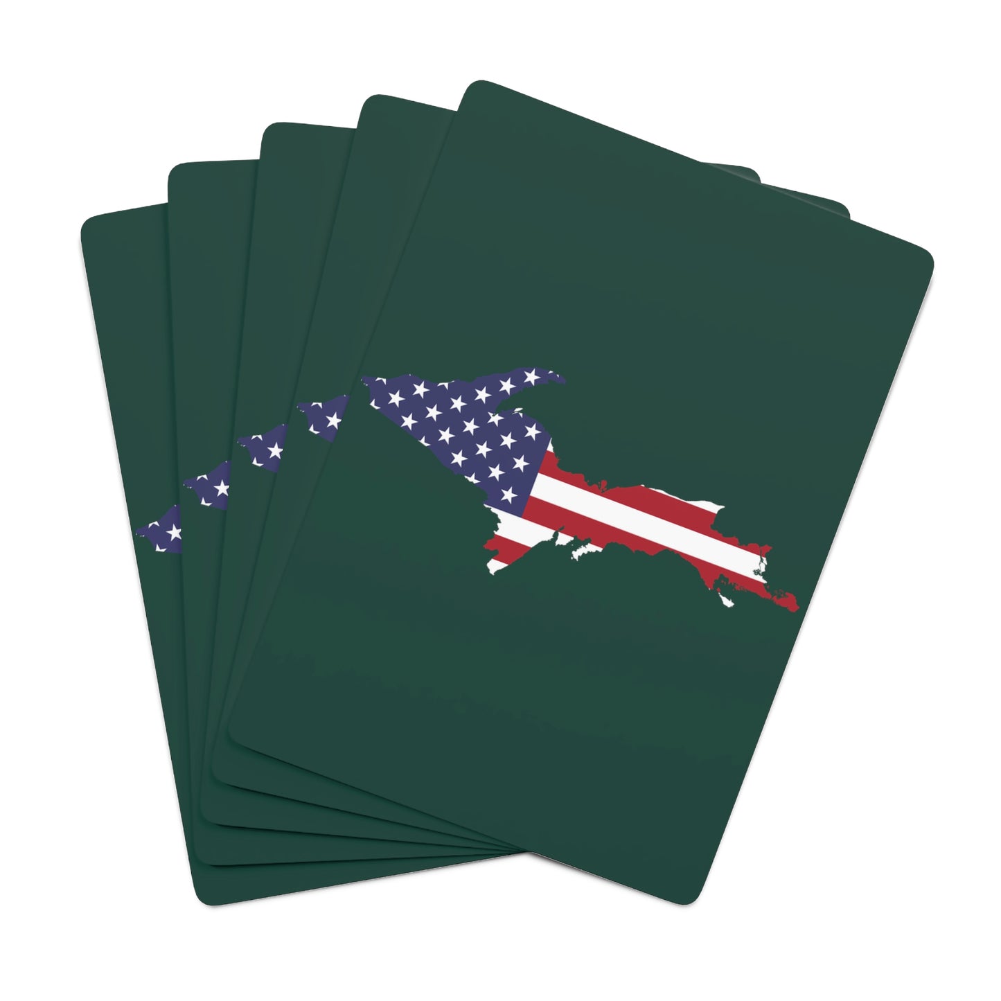 Michigan Upper Peninsula Poker Cards (Green w/ UP USA Flag Outline)