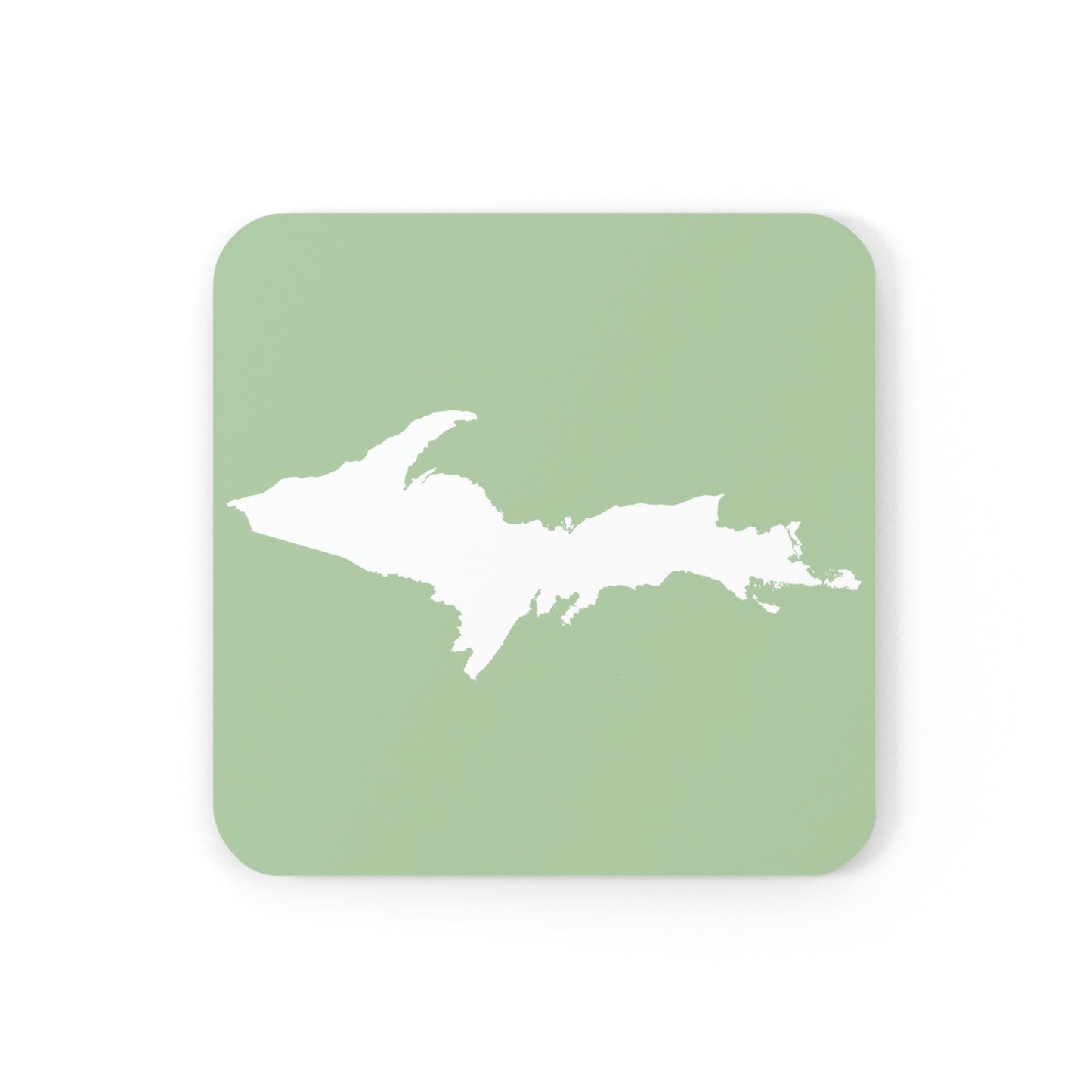 Michigan Upper Peninsula Coaster Set (Green Tea Color w/ UP Outline) | Corkwood - 4 pack