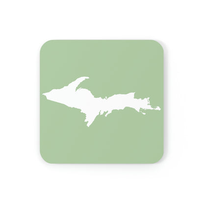 Michigan Upper Peninsula Coaster Set (Green Tea Color w/ UP Outline) | Corkwood - 4 pack