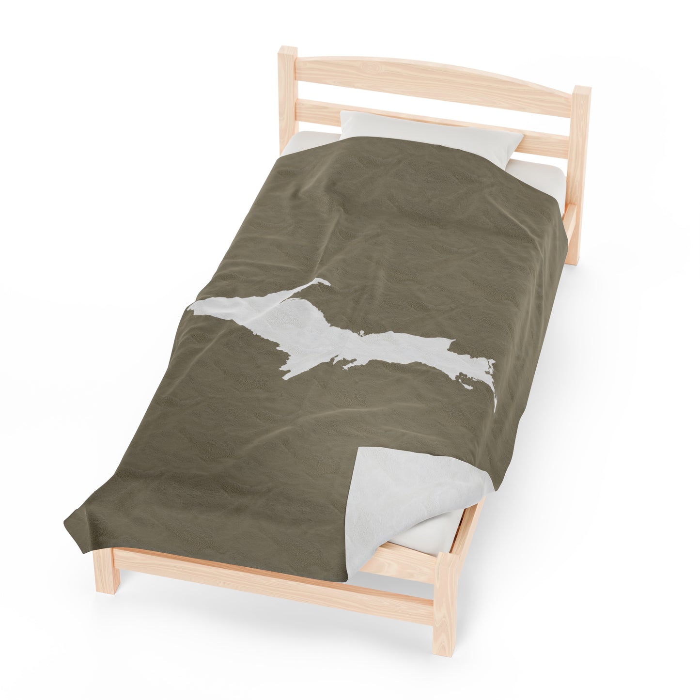 Michigan Upper Peninsula Plush Blanket (w/ UP Outline) | Petoskey Stone Beige