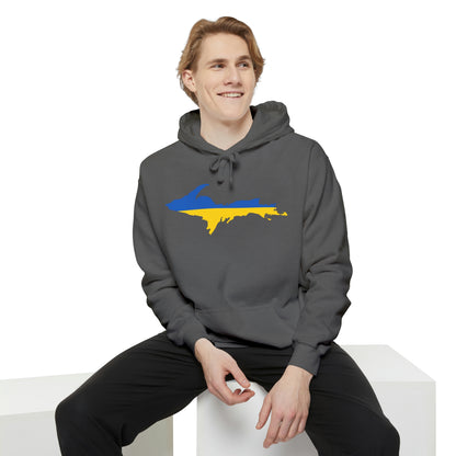 Michigan Upper Peninsula Hoodie (w/ UP Ukraine Flag Outline) | Unisex Garment-Dyed