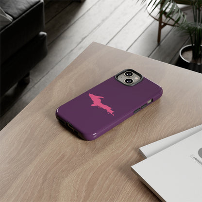 Michigan Upper Peninsula Tough Phone Case (Plum w/ Pink UP Outline) | Apple iPhone