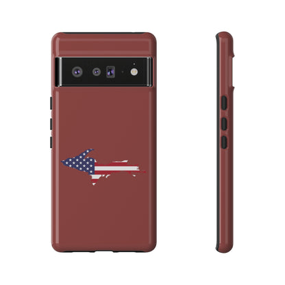 Michigan Upper Peninsula Tough Phone Case (Ore Dock Red w/ UP USA Flag Outline) | Samsung & Pixel Android