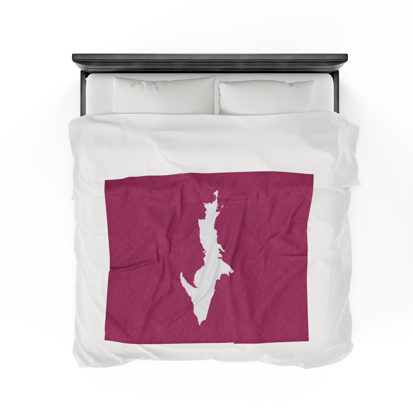 Michigan Upper Peninsula Plush Blanket (w/ UP Outline) | Apple Blossom Pink