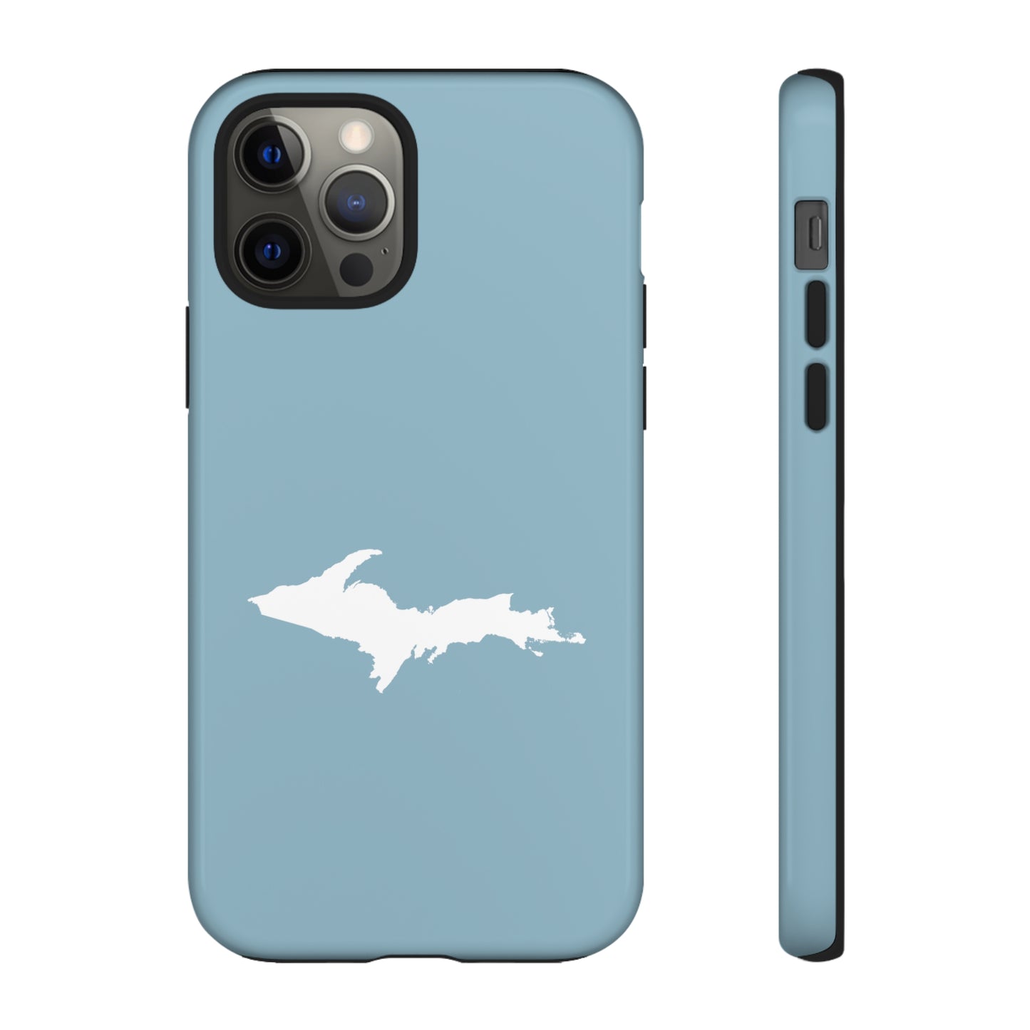 Michigan Upper Peninsula Tough Phone Case (Opal Blue w/ UP Outline) | Apple iPhone