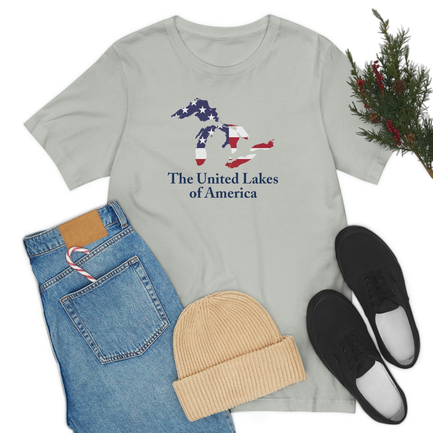 'The United Lakes of America' T-Shirt (w/ Great Lakes USA Flag Outline) | Unisex Standard Fit