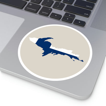 Michigan Upper Peninsula Round Stickers (Canvas w/ UP Finland Flag Outline) | Indoor\Outdoor