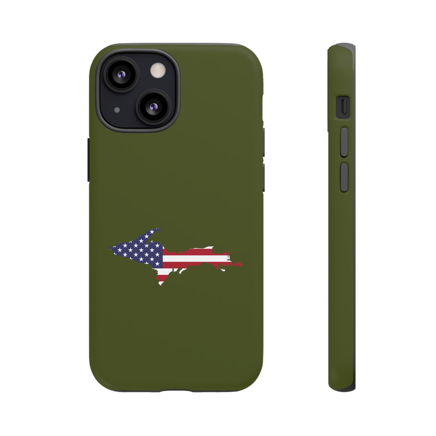 Michigan Upper Peninsula Tough Phone Case (Army Green w/ UP USA Outline) | Apple iPhone