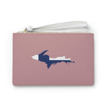 Michigan Upper Peninsula Clutch Bag (Cherry Blossom Pink w/ UP Finland Flag Outline)