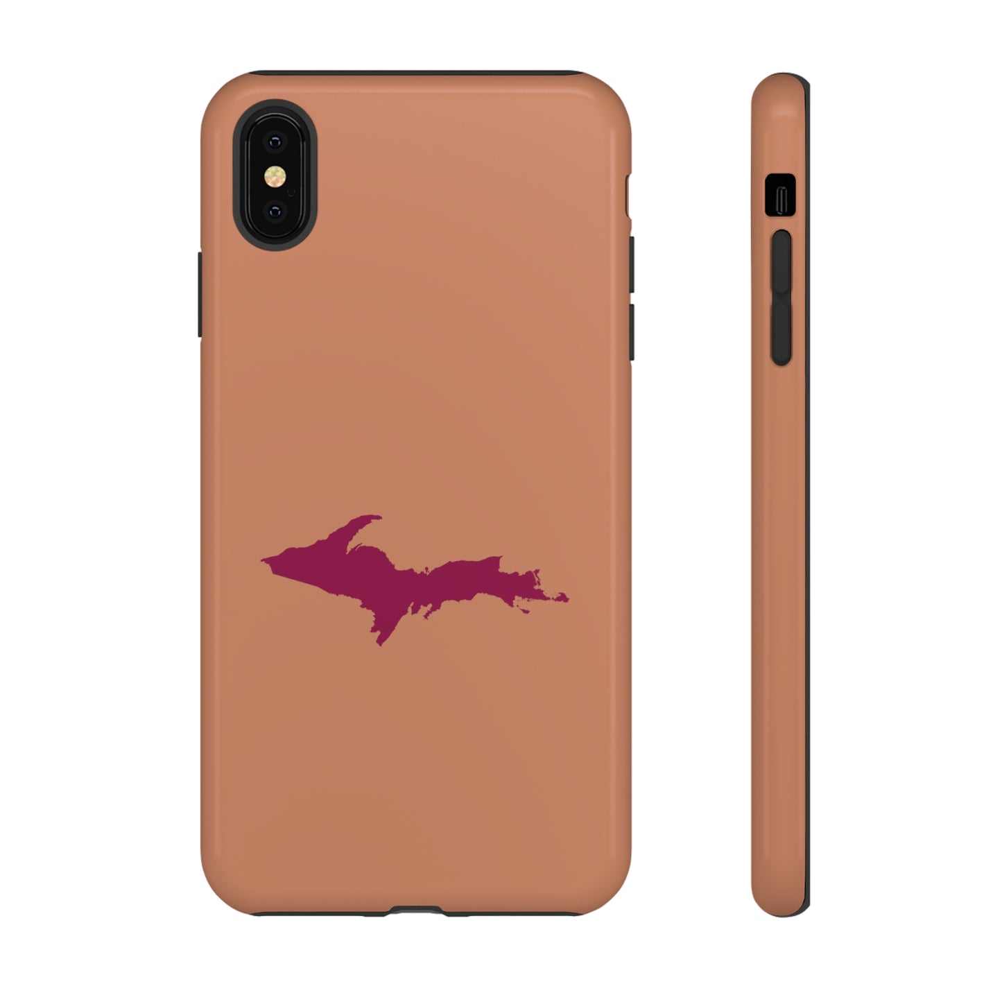 Michigan Upper Peninsula Tough Phone Case (Copper Color w/ Ruby UP Outline) | Apple iPhone