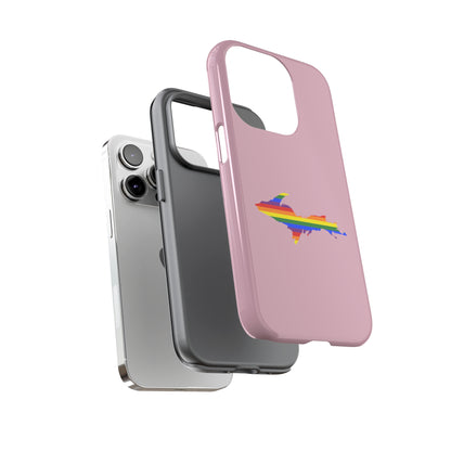 Michigan Upper Peninsula Tough Phone Case (Pink w/ UP Pride Flag Outline) | Apple iPhone