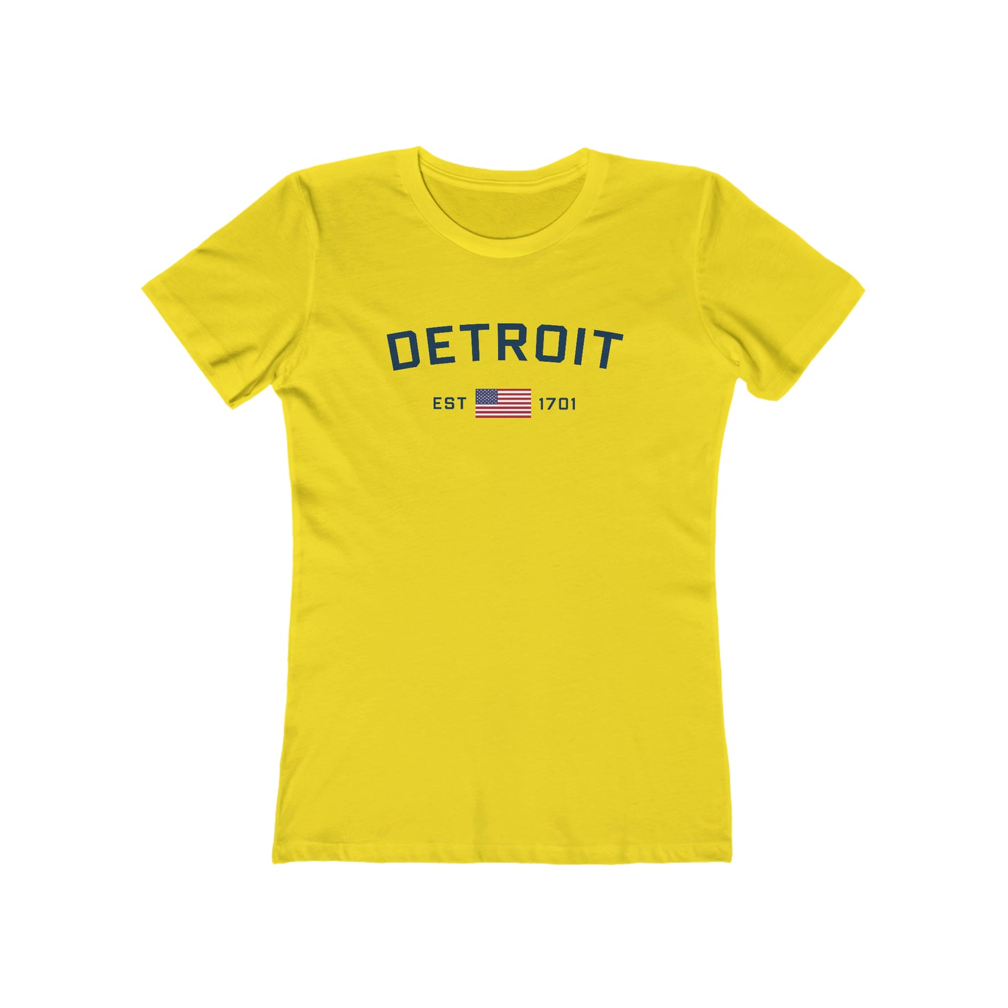 'Detroit EST 1701' T-Shirt (w/USA Flag Outline) | Women's Boyfriend Cut