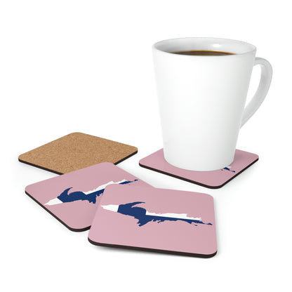 Michigan Upper Peninsula Coaster Set (Pink w/ UP Ukraine Flag Outline) | Corkwood - 4 pack