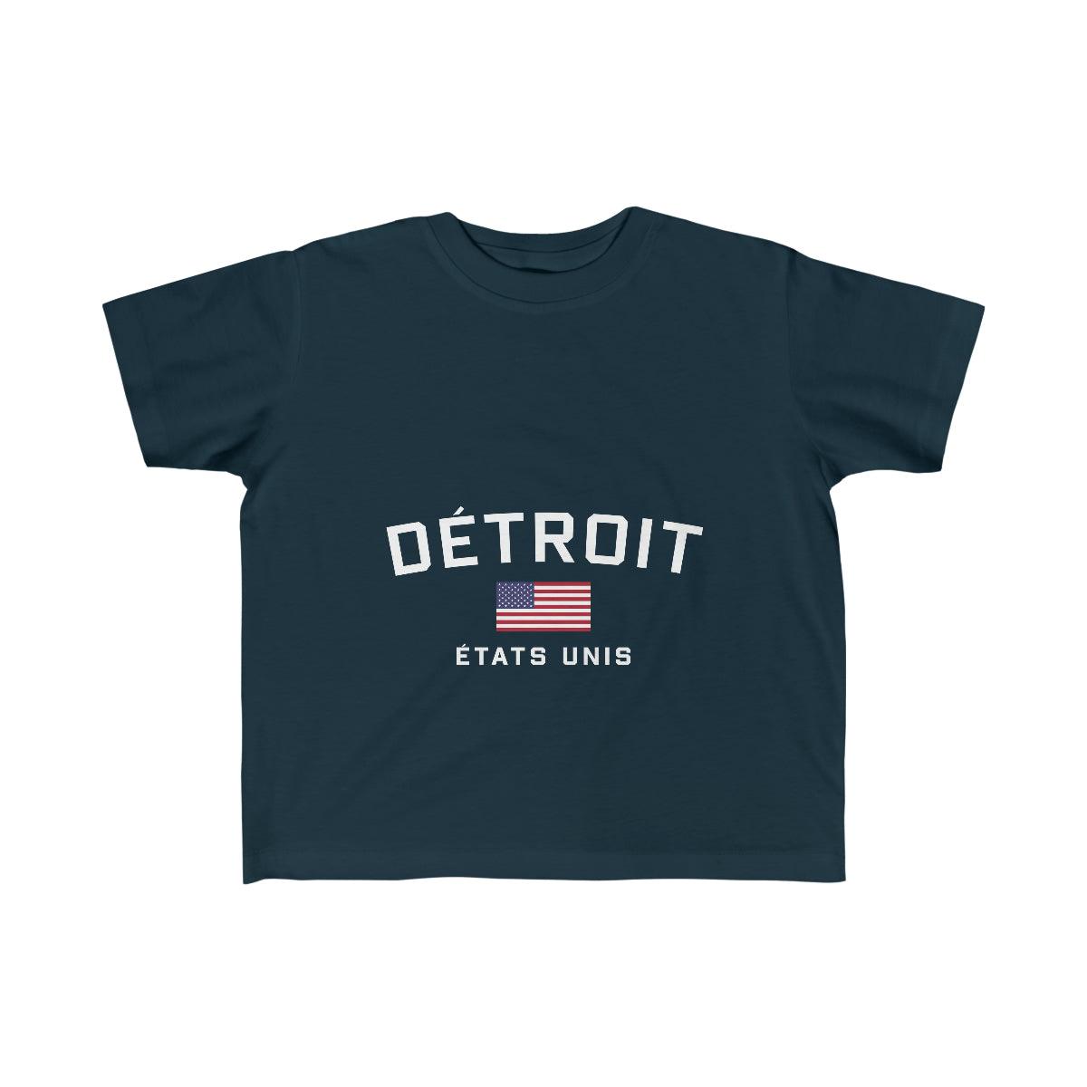 'Détroit États Unis' T-Shirt (w/USA Flag Outline) | Toddler Short Sleeve - Circumspice Michigan