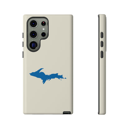 Michigan Upper Peninsula Tough Phone Case (Ivory Color w/ Azure UP Outline) | Samsung & Pixel Android