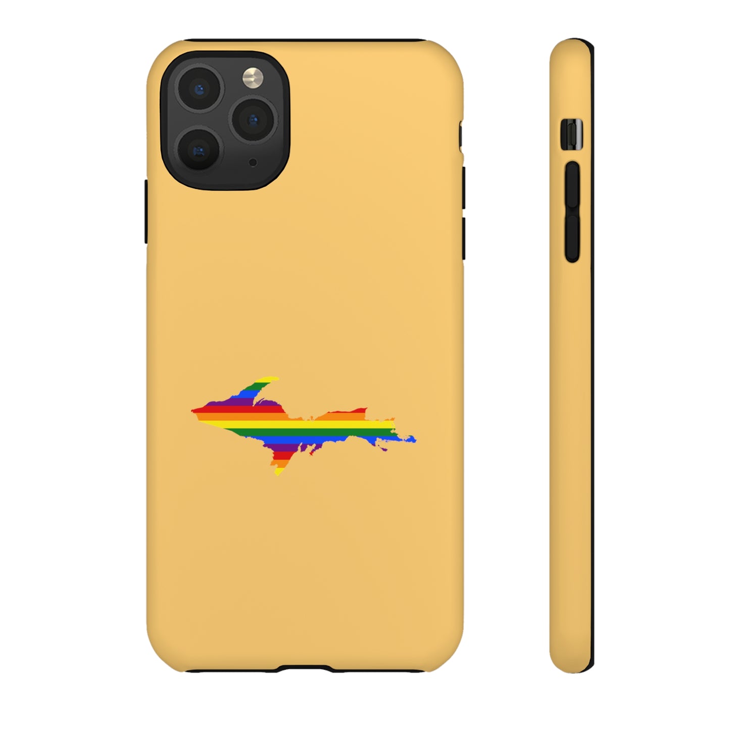 Michigan Upper Peninsula Tough Phone Case (Citrine w/ UP Pride Flag Outline) | Apple iPhone