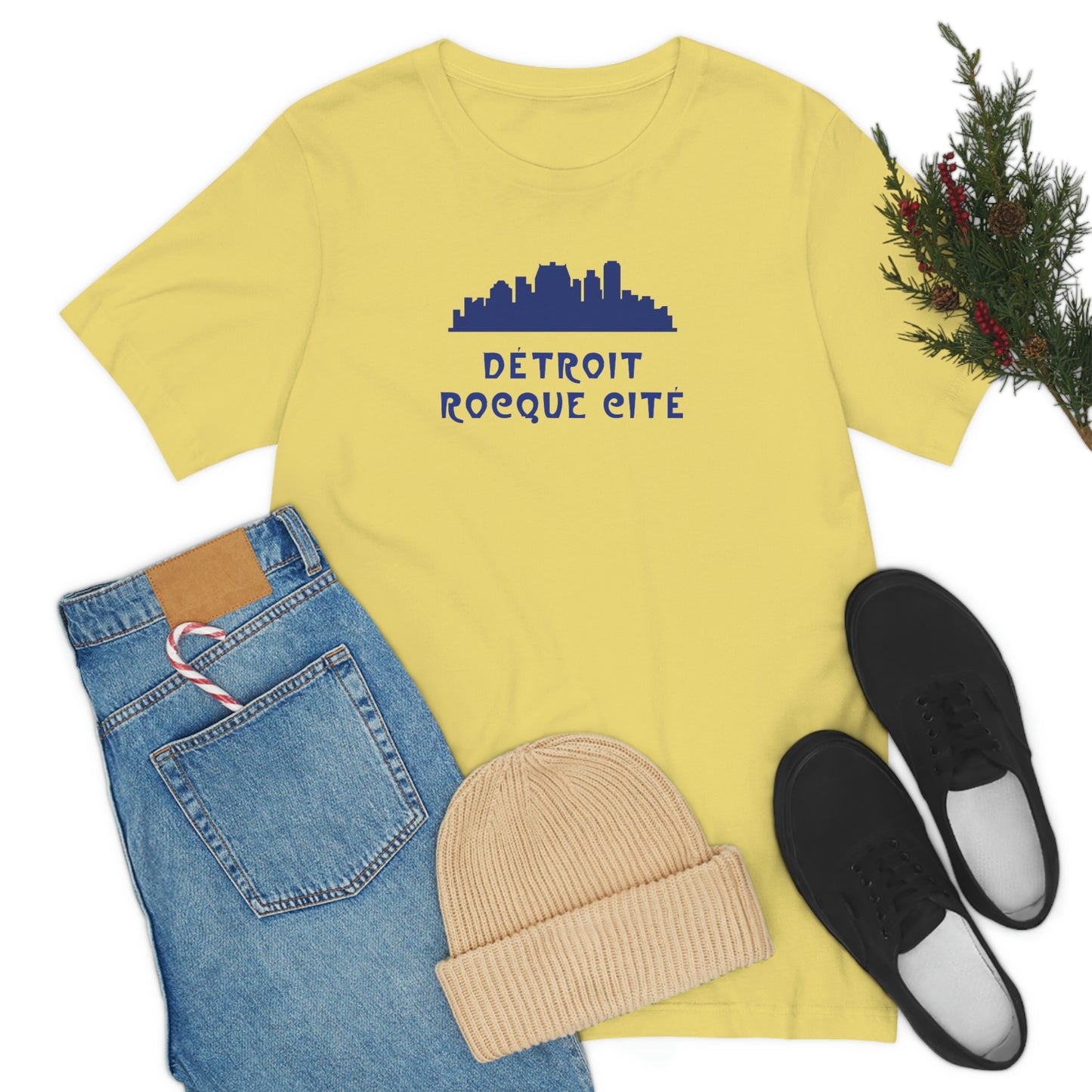 'Détroit Rocque Cité' with Skyline T-Shirt | Unisex Standard Fit