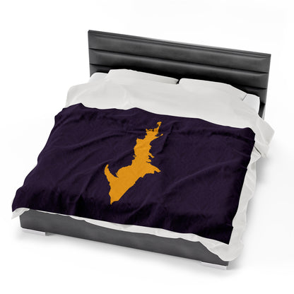 Michigan Upper Peninsula Plush Blanket (w/ Gold UP Outline) | Blackcurrant Color