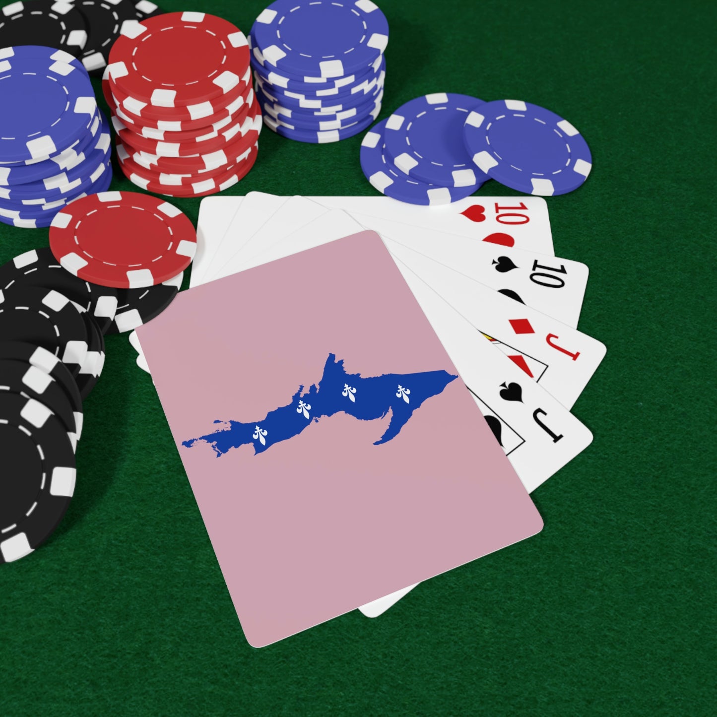 Michigan Upper Peninsula Poker Cards (Pink w/ UP Quebec Flag Outline)