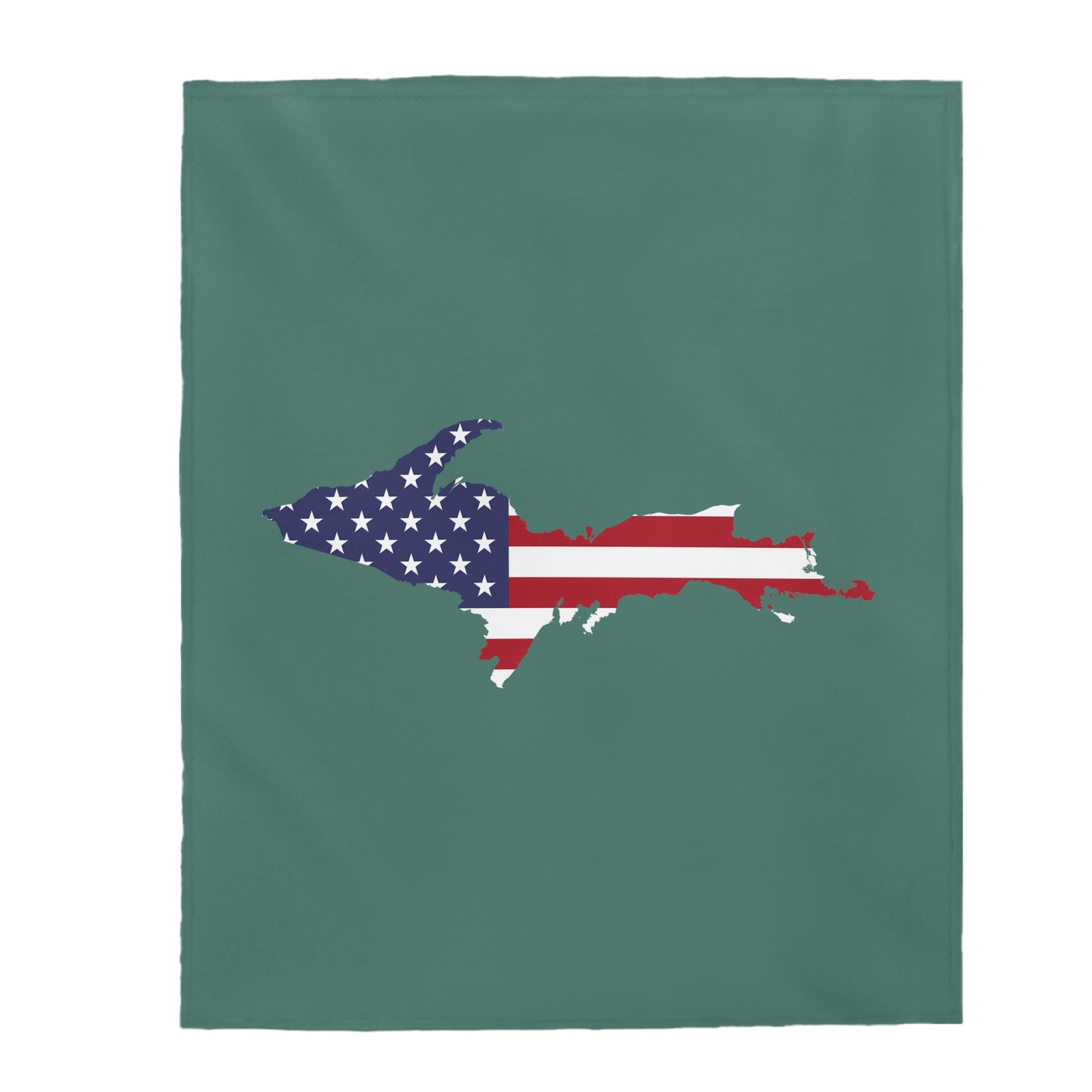 Michigan Upper Peninsula Plush Blanket (w/ UP USA Flag Outline) | Copper Green