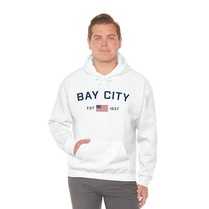 'Bay City EST 1837' Hoodie (w/USA Flag Outline) | Unisex Standard