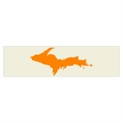 Michigan Upper Peninsula Bumper Sticker (w/ Orange UP Outline) | Ivory Color Background