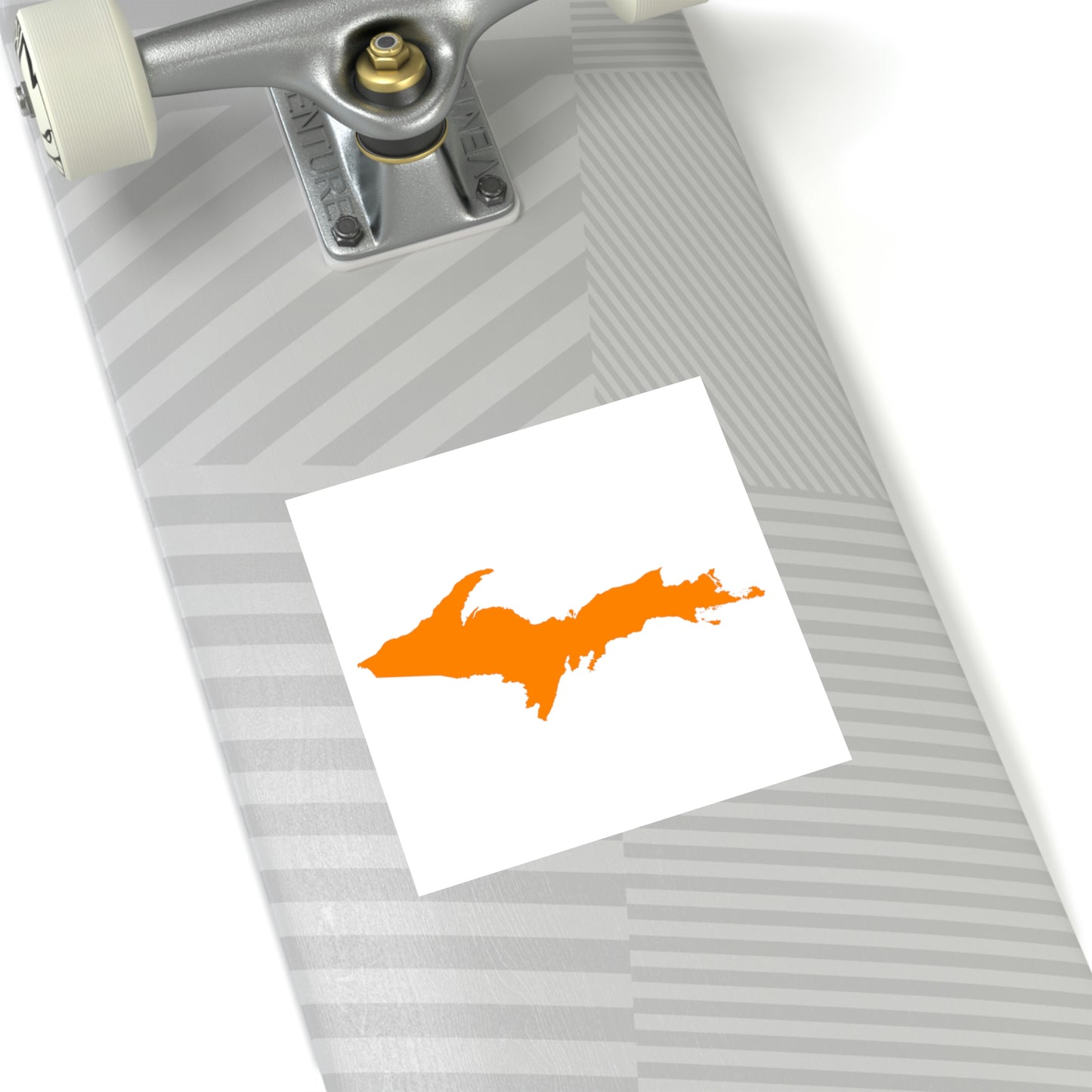 Michigan Upper Peninsula Square Sticker (w/ Orange UP Outline) | Indoor/Outdoor