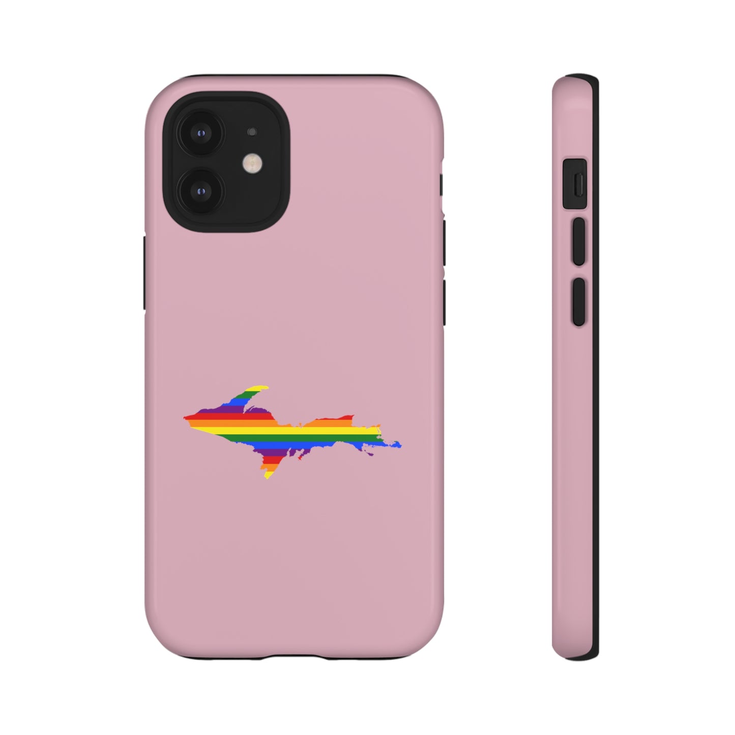 Michigan Upper Peninsula Tough Phone Case (Pink w/ UP Pride Flag Outline) | Apple iPhone