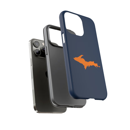 Michigan Upper Peninsula Tough Phone Case (Navy w/ Orange UP Outline) | Apple iPhone