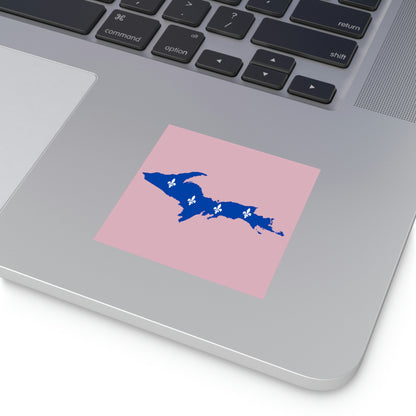 Michigan Upper Peninsula Square Sticker (Pink w/ UP Quebec Flag Outline) | Indoor/Outdoor