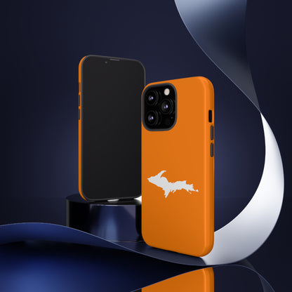 Michigan Upper Peninsula Tough Phone Case (Orange w/ UP Outline) | Apple iPhone