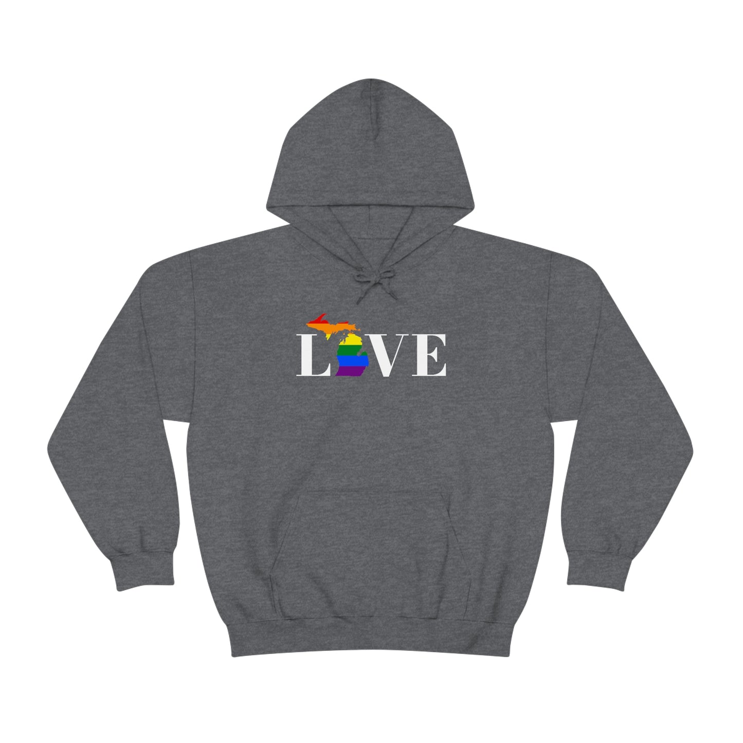 Michigan 'Love' Hoodie (w/LGBTQ Pride Colors) | Unisex Standard