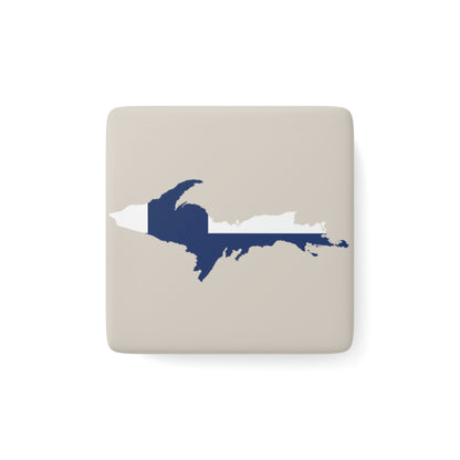 Michigan Upper Peninsula Porcelain Magnet (Canvas Color w/ UP Finland Flag Outline)