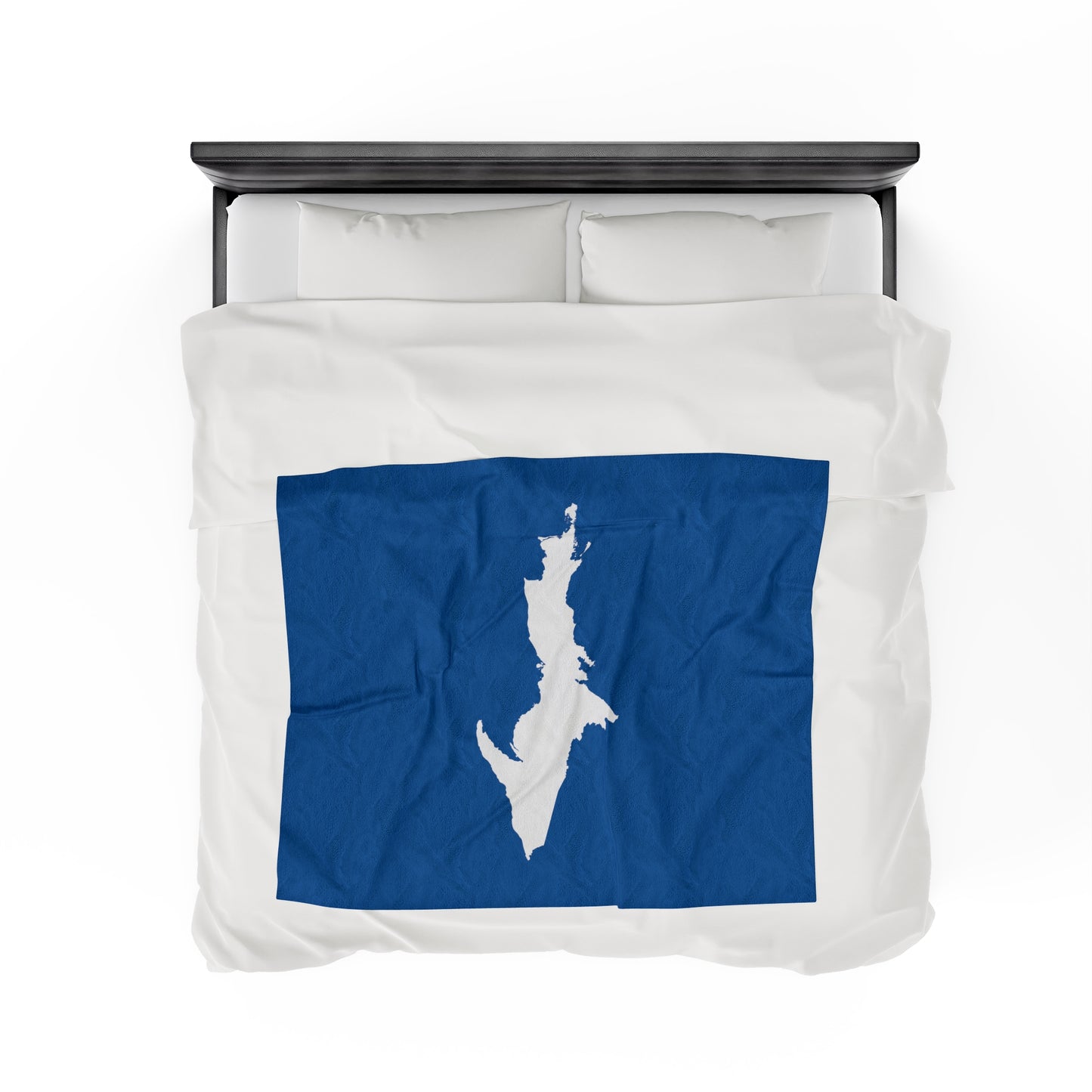 Michigan Upper Peninsula Plush Blanket (w/ UP Outline) | Azure