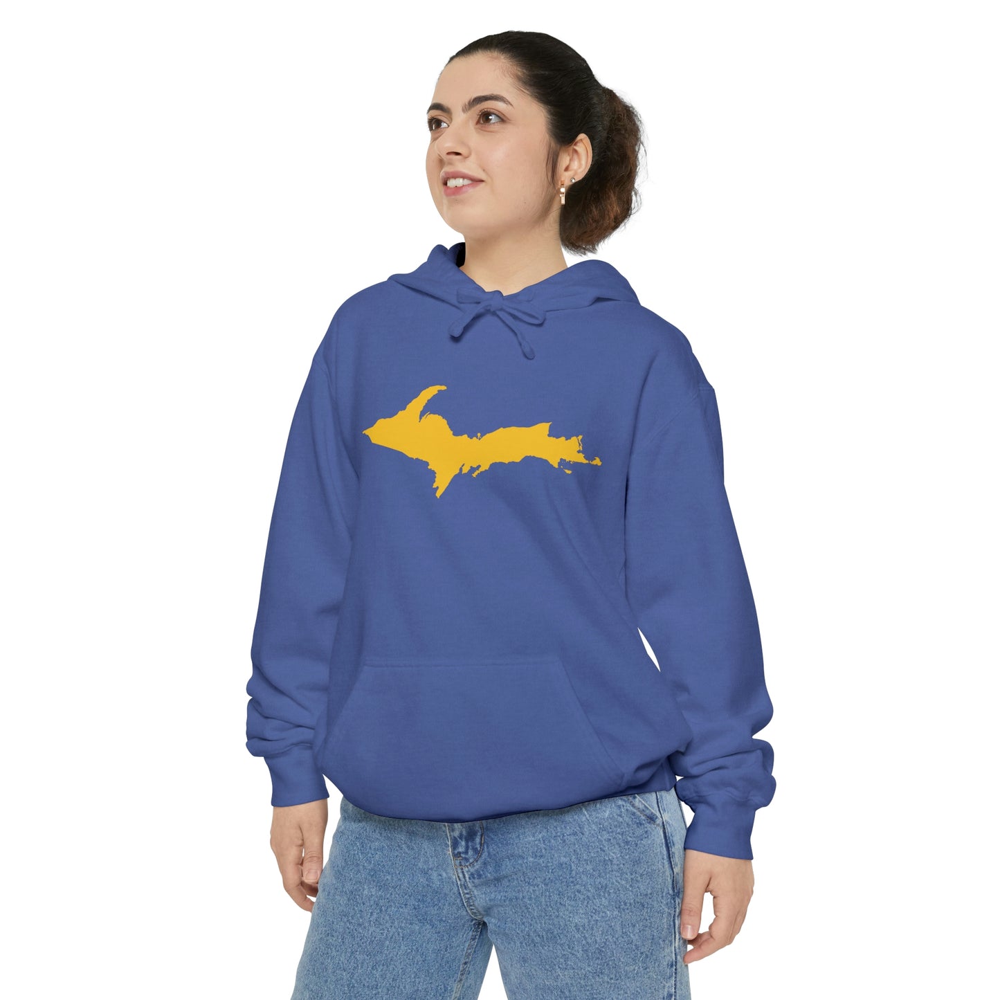 Michigan Upper Peninsula Hoodie (w/ Gold UP Outline) | Unisex Garment-Dyed