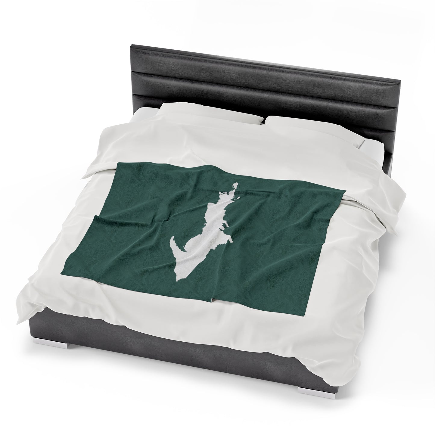 Michigan Upper Peninsula Plush Blanket (w/ UP Outline) | Copper Green