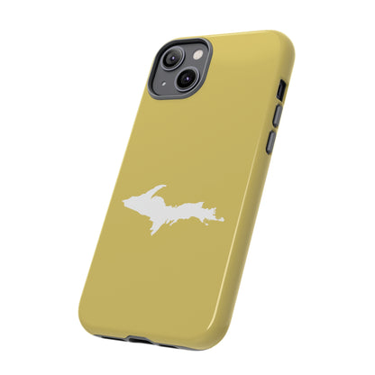 Michigan Upper Peninsula Tough Phone Case (Plum Yellow w/ UP Outline) | Apple iPhone