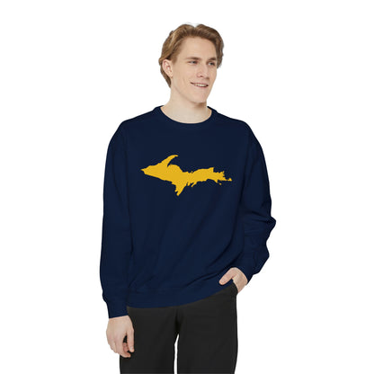 Michigan Upper Peninsula Sweatshirt (w/ Gold UP Outline) | Unisex Garment Dyed