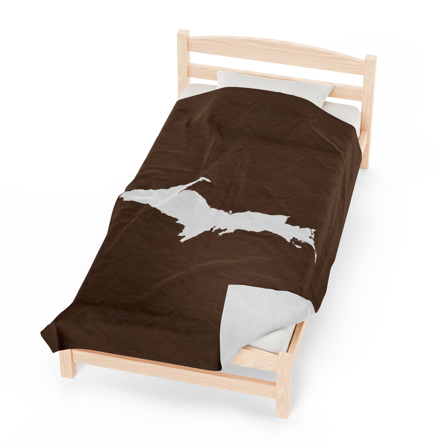 Michigan Upper Peninsula Plush Blanket (w/ UP Outline) | Coffee Color