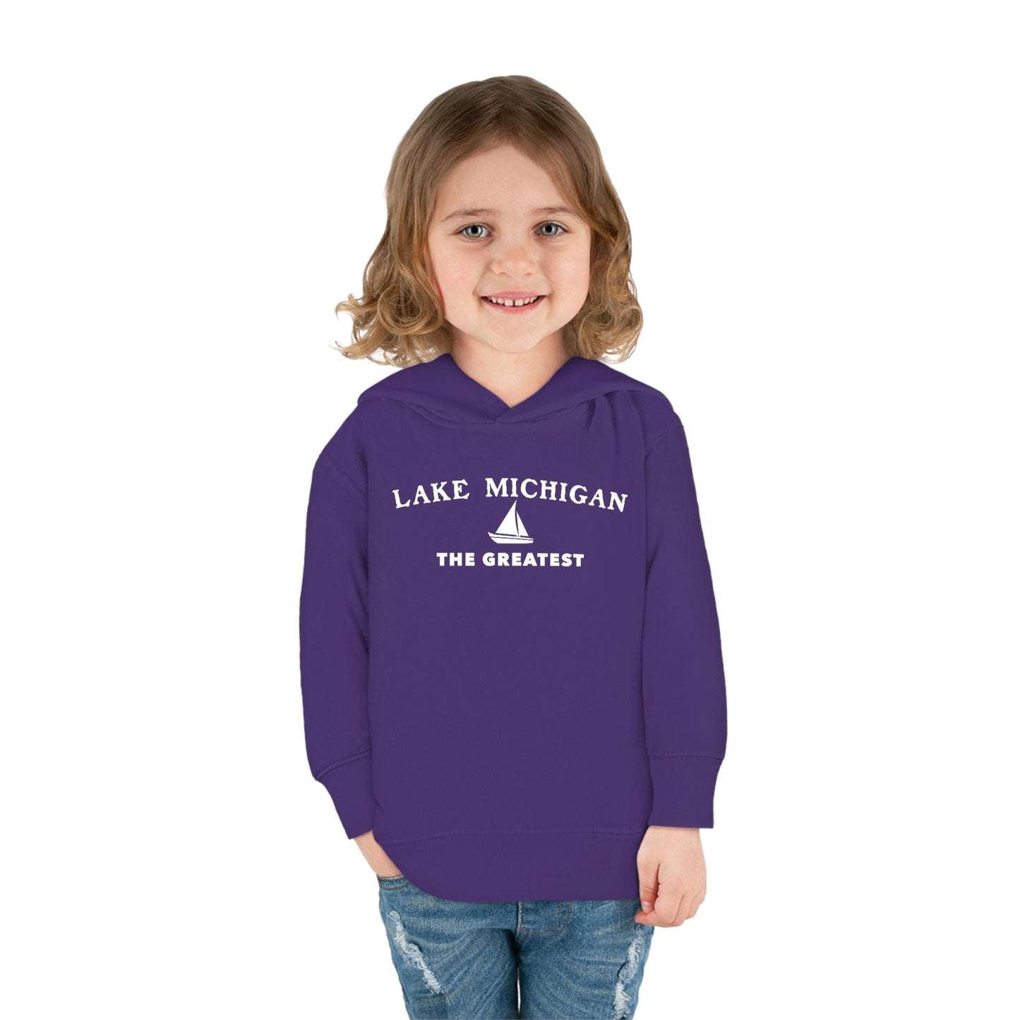 'Lake Michigan The Greatest' Hoodie (w/USA Flag Outline) | Unisex Toddler