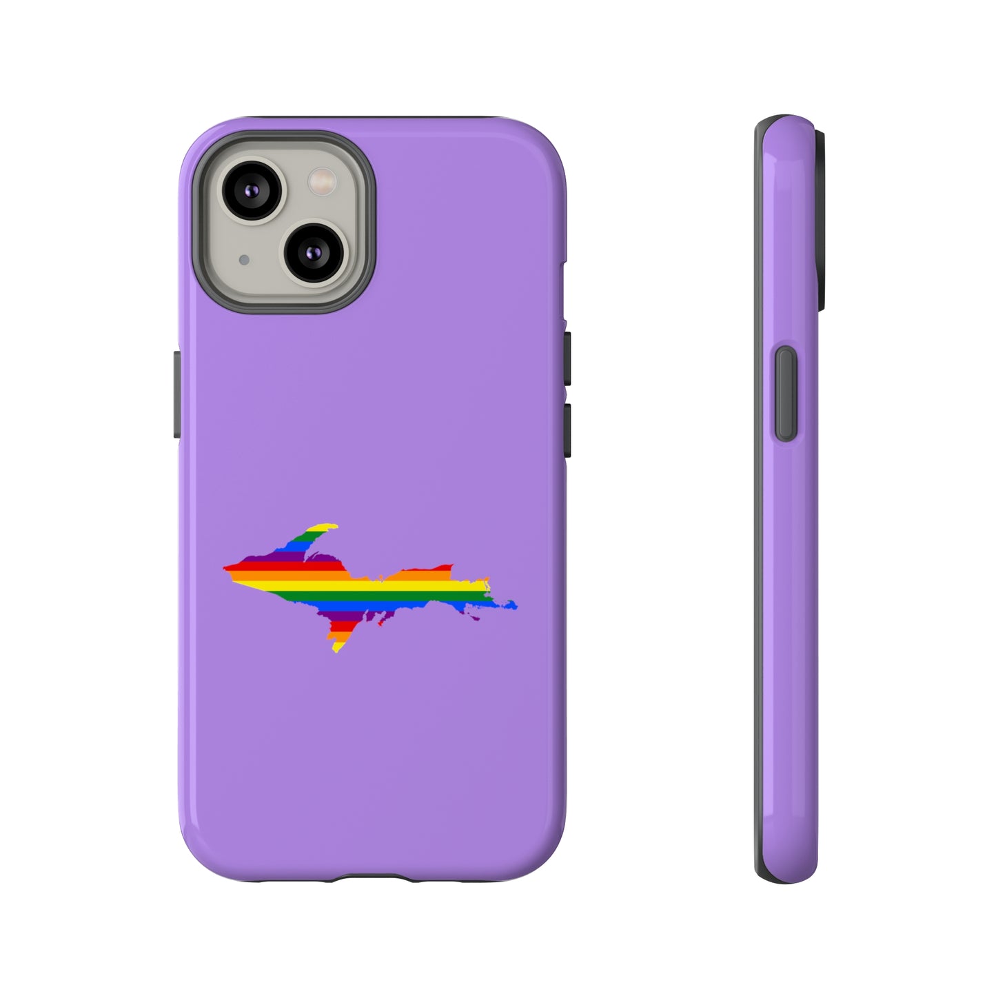 Michigan Upper Peninsula Tough Phone Case (Lavender w/ UP Pride Flag Outline) | Apple iPhone